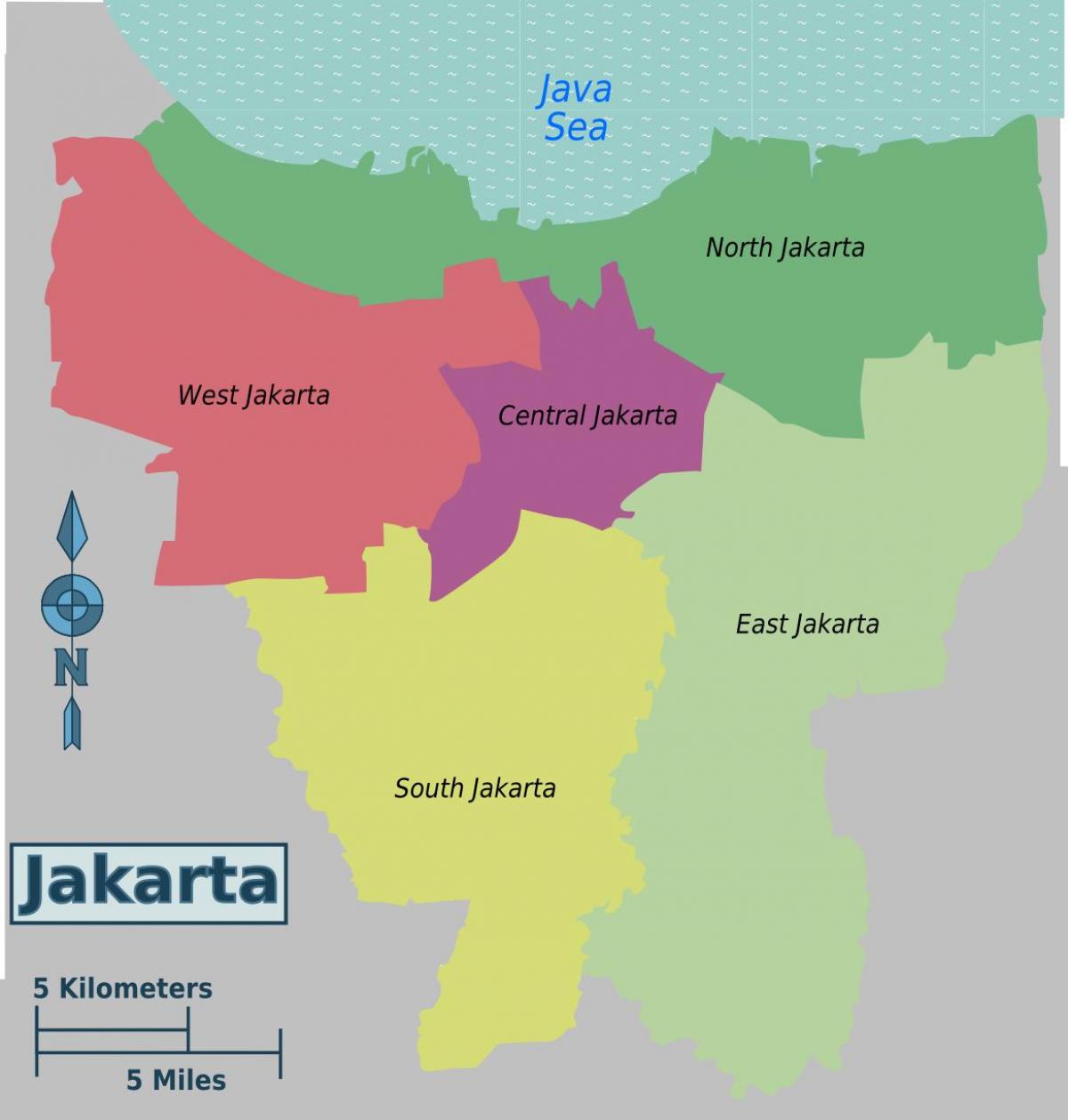 Karte der Bezirke von Jakarta