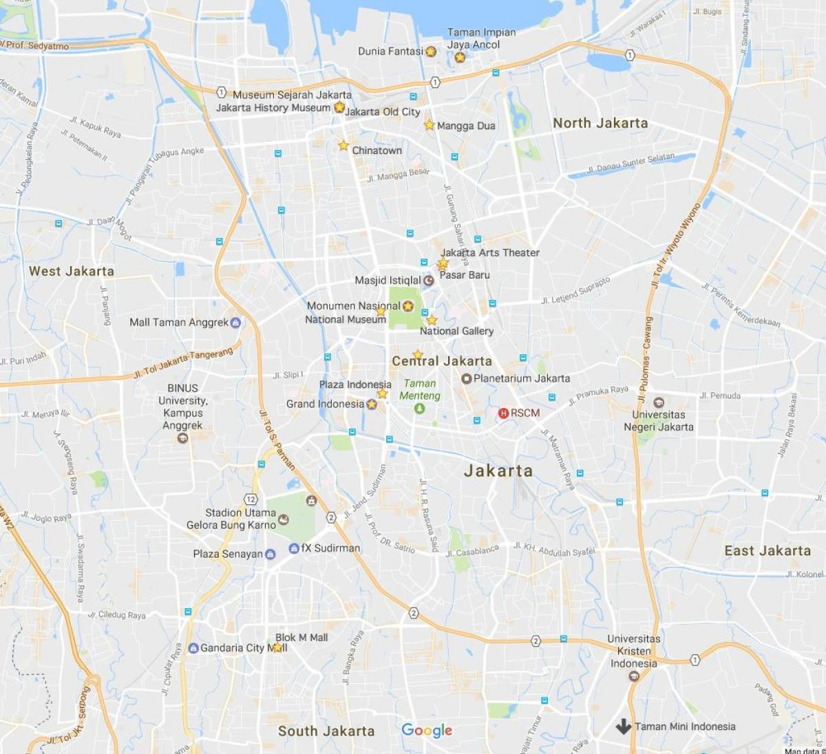 Karte von Jakarta Einkaufszentren