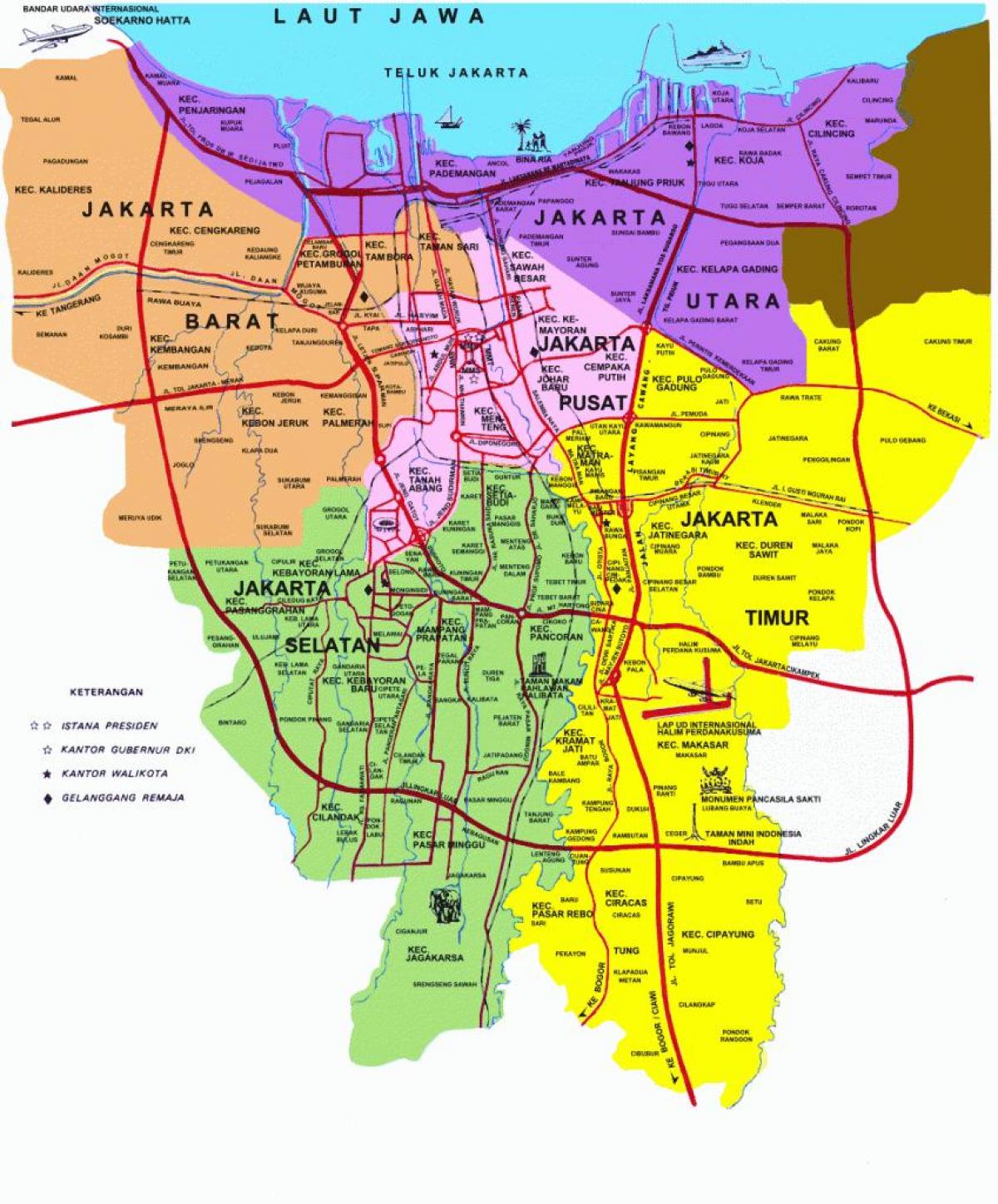 Jakarta Sehenswurdigkeiten Karte Karte Von Jakarta Sehenswurdigkeiten Java Indonesien